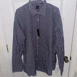 BOSS Purple and White Check Dress Shirt